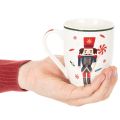 Taza navideña con motivo de cascanueces y bastón de caramelo, 10 cm, 2 unidades | Floristik24.es