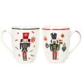 Taza navideña con motivo de cascanueces y bastón de caramelo, 10 cm, 2 unidades | Floristik24.es