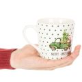 Taza de café Feliz Navidad con motivo de coche navideño, taza de cerámica de 10 cm, 2 unidades | Floristik24.es