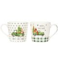 Taza de café Feliz Navidad con motivo de coche navideño, taza de cerámica de 10 cm, 2 unidades | Floristik24.es