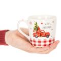 Taza navideña con coche y árbol de Navidad, tazas de cerámica, 10 cm, 2 unidades | Floristik24.es