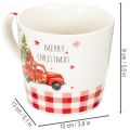 Taza navideña con coche y árbol de Navidad, tazas de cerámica, 10 cm, 2 unidades | Floristik24.es