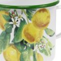 Floristik24 Macetero esmaltado, vaso decorativo con rama de limón, macetero mediterráneo Ø9.5cm H10cm