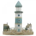 Floristik24 Portavelas Lighthouse azul, blanco 4 velas Ø25cm H28cm