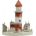 Floristik24 Portavelas Lighthouse rojo, blanco 4 velas Ø25cm H28m
