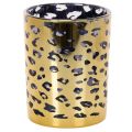 Floristik24 Portavelas de cristal con estampado de leopardo para decoración de mesa, 12 cm
