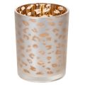 Floristik24 Portavelas de cristal con estampado de leopardo, 12 cm