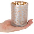 Portavelas de cristal con estampado de leopardo, 12 cm | Floristik24.es