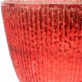 Floristik24 Vela linterna de cristal florero decorativo de cristal rojo Ø21cm H21.5cm