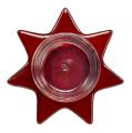 Floristik24 Portacandelitas en forma de estrella roja con vidrio Ø10cm H10,5cm 2pcs
