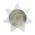 Floristik24 Portavelas en forma de estrella blanca con cristal Ø10cm H10.5cm 2pcs