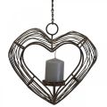 Floristik24 Soporte para velas de té decoración colgante de metal decoración de óxido corazón 22×7×20cm