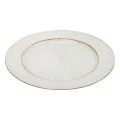 Floristik24 Plato decorativo redondo plástico retro blanco marrón brillo Ø30cm