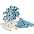 Floristik24 Decoración de mesa pez, coral, barco azul claro-blanco 72pcs