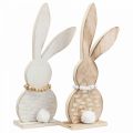 Floristik24 Decoración de mesa conejito de pascua standee madera blanco/naturaleza H27cm 2pcs