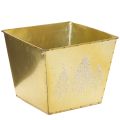 Floristik24 Maceta metálica con motivo de abeto brillante, 18 cm.