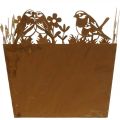 Floristik24 Macetero, decoración de metal con pájaros, macetero, pátina de primavera Al. 15,5 cm