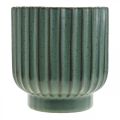 Floristik24 Macetero de cerámica, decoración floral, jardinera ondulada verde, marrón Ø15.5cm H16.5cm