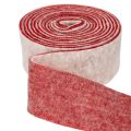 Bisagra para maceta bicolor hecha de 100% lana como cinta decorativa de fieltro, blanco/rojo, 7,5 cm de ancho, 5 m de largo. | Floristik24.es