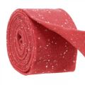 Floristik24 Cinta de fieltro roja con lunares, cinta decorativa, cinta para macetas, fieltro de lana rojo claro, blanco 15cm 5m