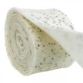Floristik24 Cinta de fieltro con flores de lavanda, cinta decorativa, cinta de maceta, fieltro de lana blanco crema 15cm 5m
