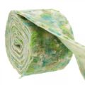 Floristik24 Cinta para macetas, decoración primaveral, cinta de fieltro verde, azul, blanca jaspeada 15cm 5m