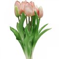Floristik24 Tulipanes artificiales Real Touch rosa melocotón 38 cm manojo de 7 piezas
