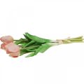 Floristik24 Tulipanes artificiales Real Touch rosa melocotón 38 cm manojo de 7 piezas