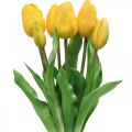 Floristik24 Tulipán flor artificial amarillo tacto real decoración primaveral 38cm ramo de 7 piezas