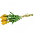 Floristik24 Tulipán flor artificial amarillo tacto real decoración primaveral 38cm ramo de 7 piezas