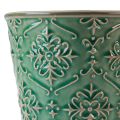 Floristik24 Jardinera cerámica craquelada esmaltada verde Ø10cm H13cm 2ud