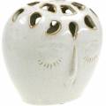 Floristik24 Jarrón de cerámica con crema facial, beige Al.13 cm aspecto loza 1ud