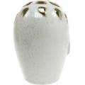 Floristik24 Jarrón de cerámica con crema facial, beige Al.13 cm aspecto loza 1ud