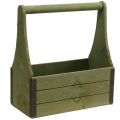 Floristik24 Caja de plantas vintage caja de herramientas de madera verde oliva 28×14×31cm