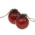 Floristik24 Bolas de navidad vintage bolas de árbol de navidad de cristal rojo Ø8cm 4pcs