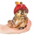 Figura decorativa de pájaro con gorro de manzana roja, decoración otoñal, 13 cm. | Floristik24.es