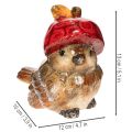 Figura decorativa de pájaro con gorro de manzana roja, decoración otoñal, 13 cm. | Floristik24.es
