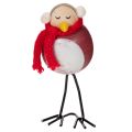 Figura decorativa de pájaro con bufanda, decoración de invierno, 11 cm, 4 piezas | Floristik24.es