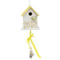Floristik24 Casita decorativa para pájaros para colgar amarillo-blanco 12cm