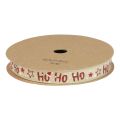 Floristik24 Cinta navideña “Ho Ho Ho” cinta de regalo beige 15mm 15m