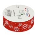 Floristik24 Cinta navideña cinta de regalo copos de nieve rojos 40mm 15m
