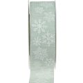Floristik24 Cinta navideña copo de nieve cinta de regalo verde claro 35mm 15m