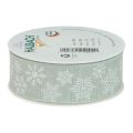 Floristik24 Cinta navideña copo de nieve cinta de regalo verde claro 35mm 15m