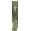 Floristik24 Cinta navideña abeto cinta de regalo oro verde 25mm 15m