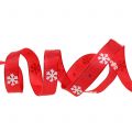 Floristik24 Cinta navideña con copo de nieve roja 15mm 20m