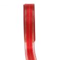 Floristik24 Cinta navideña con rayas de lurex transparente rojo 25mm 25m
