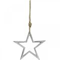Floristik24 Estrella de decoración navideña, decoración de adviento, colgante de estrella plata L15,5 cm