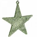 Floristik24 Adorno navideño estrella colgante menta brillo 10cm 12pcs