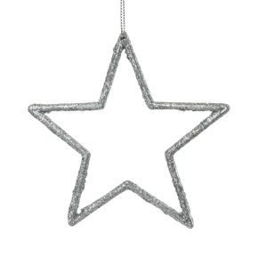 Floristik24 Colgante estrella decoración navideña brillo plateado 12cm 12uds