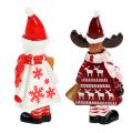 Floristik24 Figuras navideñas de alces, muñeco de nieve. 9cm 2 piezas
